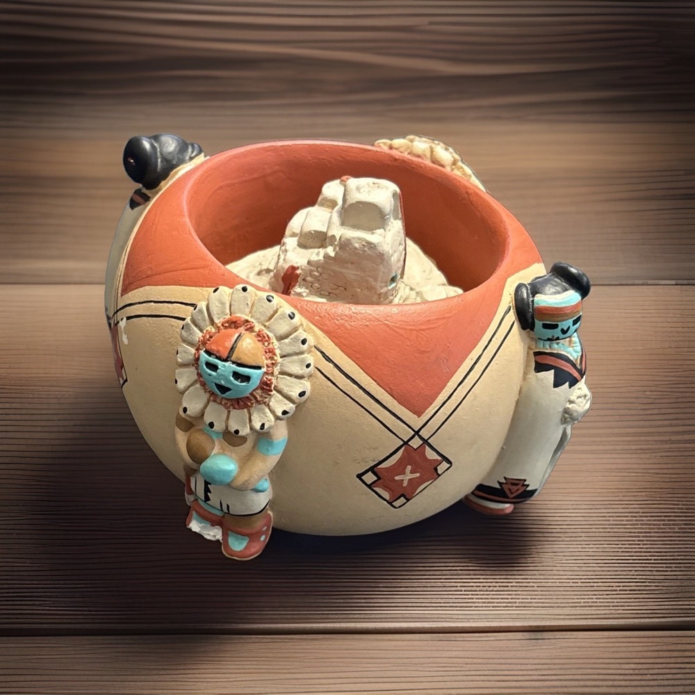 1989 Cleo Teissedre Cliff Dwelling Friendship Bowl Signed Pottery Southwest TB